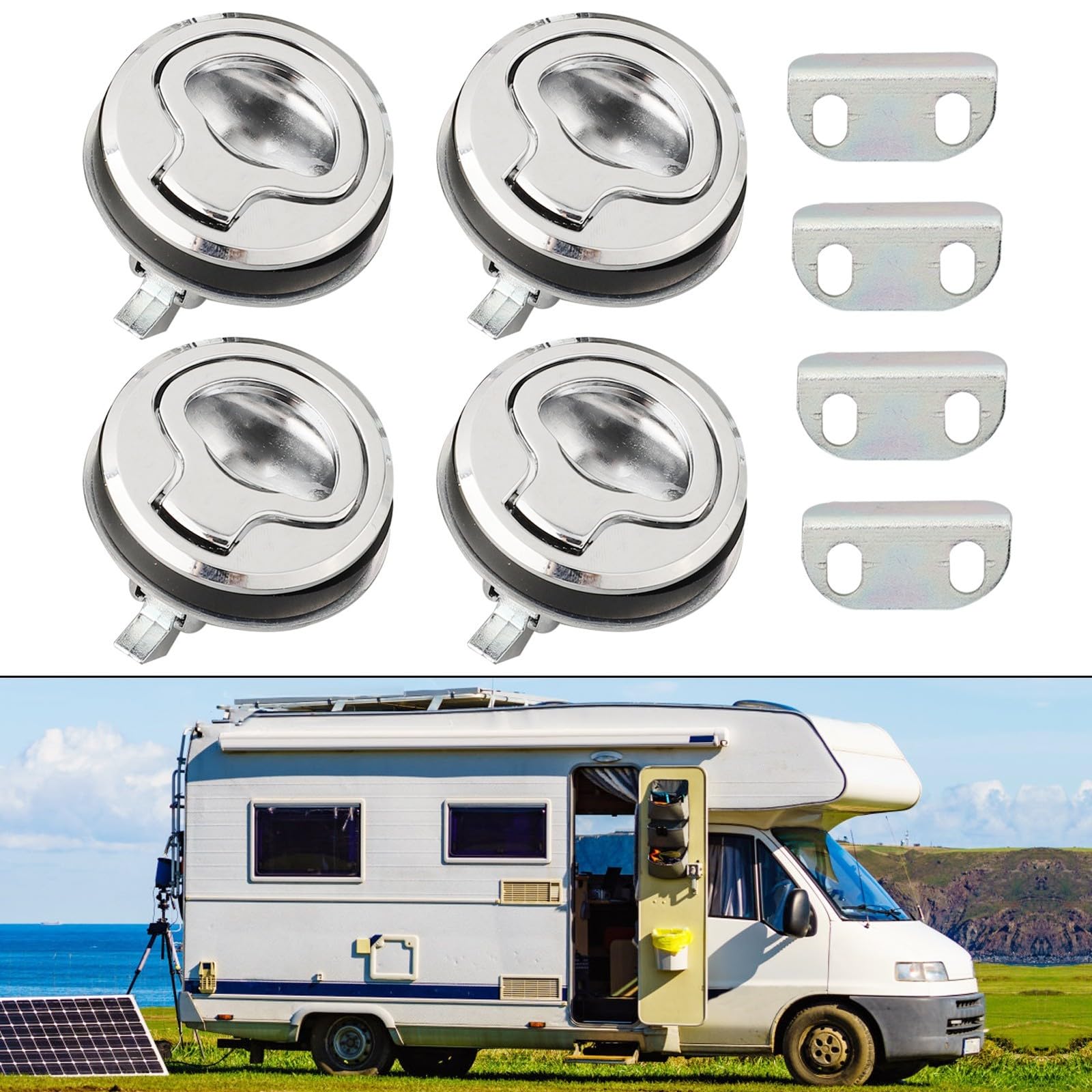 Maniglia A Scomparsa Con Chiusura A Scatto Per Camper, Barca E Armadi – Flush Pull Latch In Lega Di Zinco (2 O 6 Pezzi, Nero/Argento)