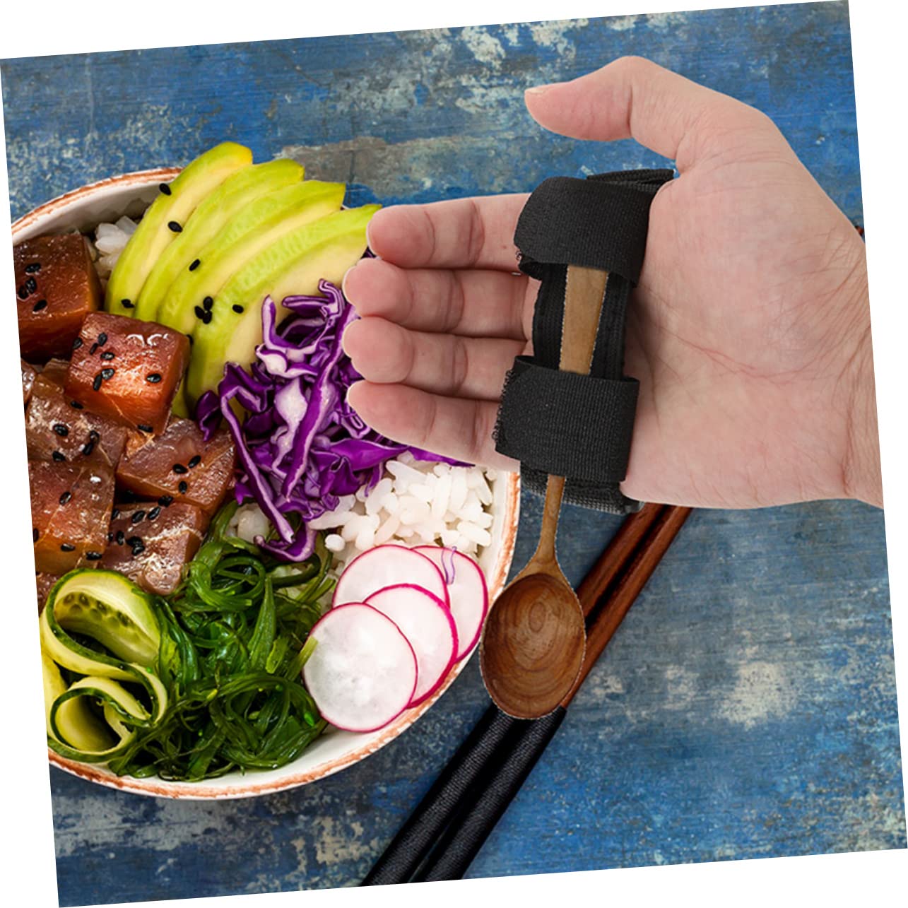 FOMIYES Kit De Ayuda Alimentaria De 10 Piezas Para Discapacitados Soporte Adaptable Para Vajilla Para Comer Soporte Para Cubiertos Ayuda Adaptable Correa De Agarre Para Sujetar Utensilios