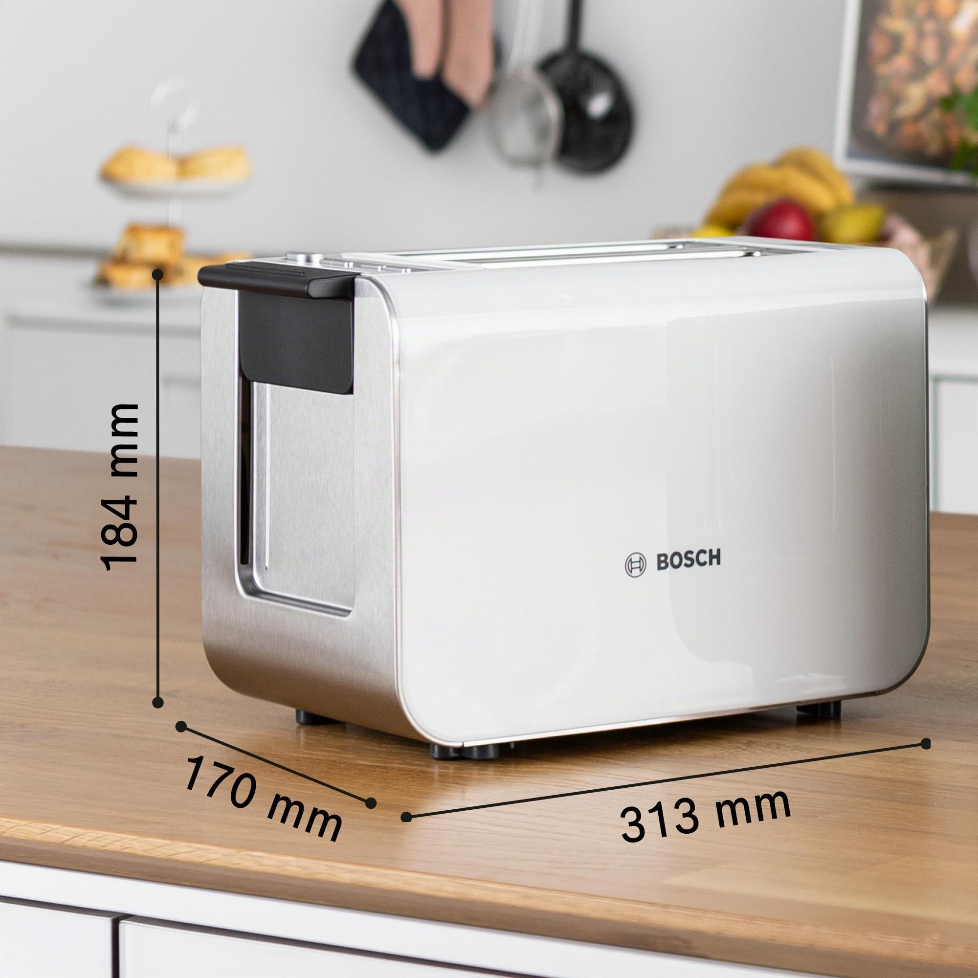 Bosch - Tostador Styline, 2 ranuras, Función descongelación, Blanco, TAT8611N