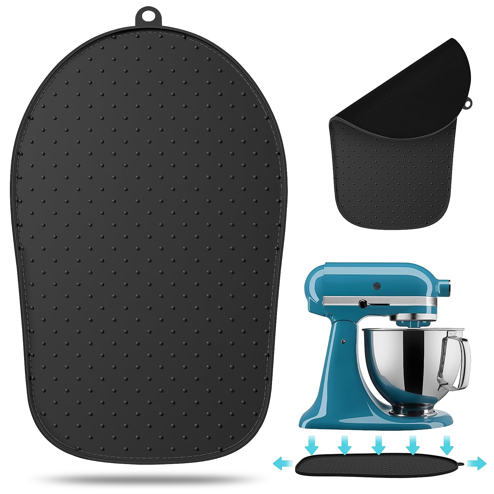SelfTek Mixer Slider Mat - Upgraded Silicone Sliding Mat Waterproof Mixer Mover Accessories for KitchenAid 4.5-5 Qt Tilt-Head Stand Mixer, Easy Moving & Countertop Protection, Black