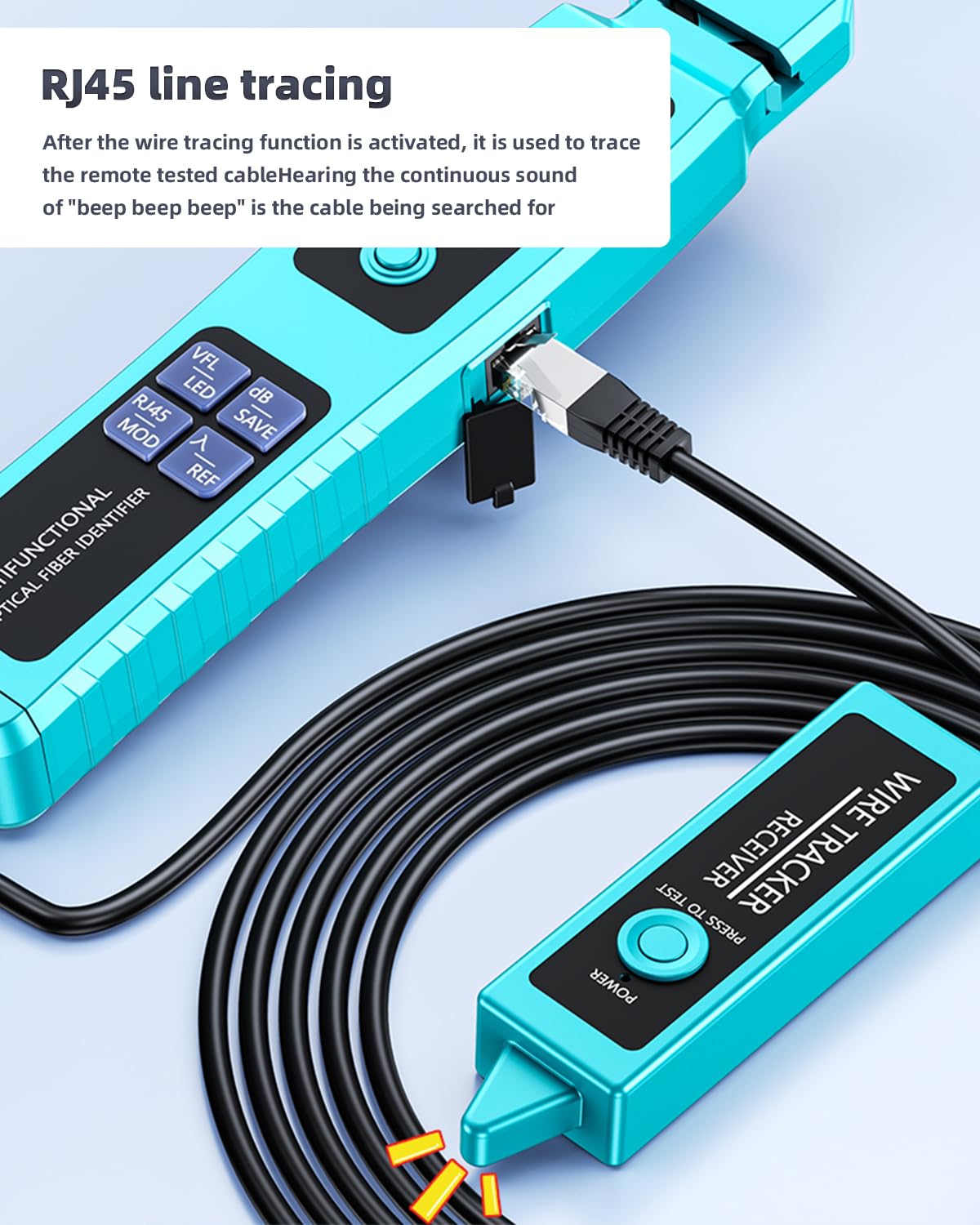 Fiber Optic Identifier with Power Meter Red Light Source, -50-26dBm 5-in-1 Multifunctional Fiber Direction Finder Tester Kit, Single-Mode Multi-Mode Detector with Cable Tracer Rechargeable