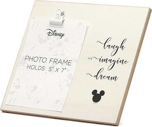 Miniatura 2 de Open Road Brands Disney Mickey Mouse Laugh Imagine Dream - Marco de fotos de madera para fotos de 5 x 7 pulgadas, bonita decoración de Mickey Mouse