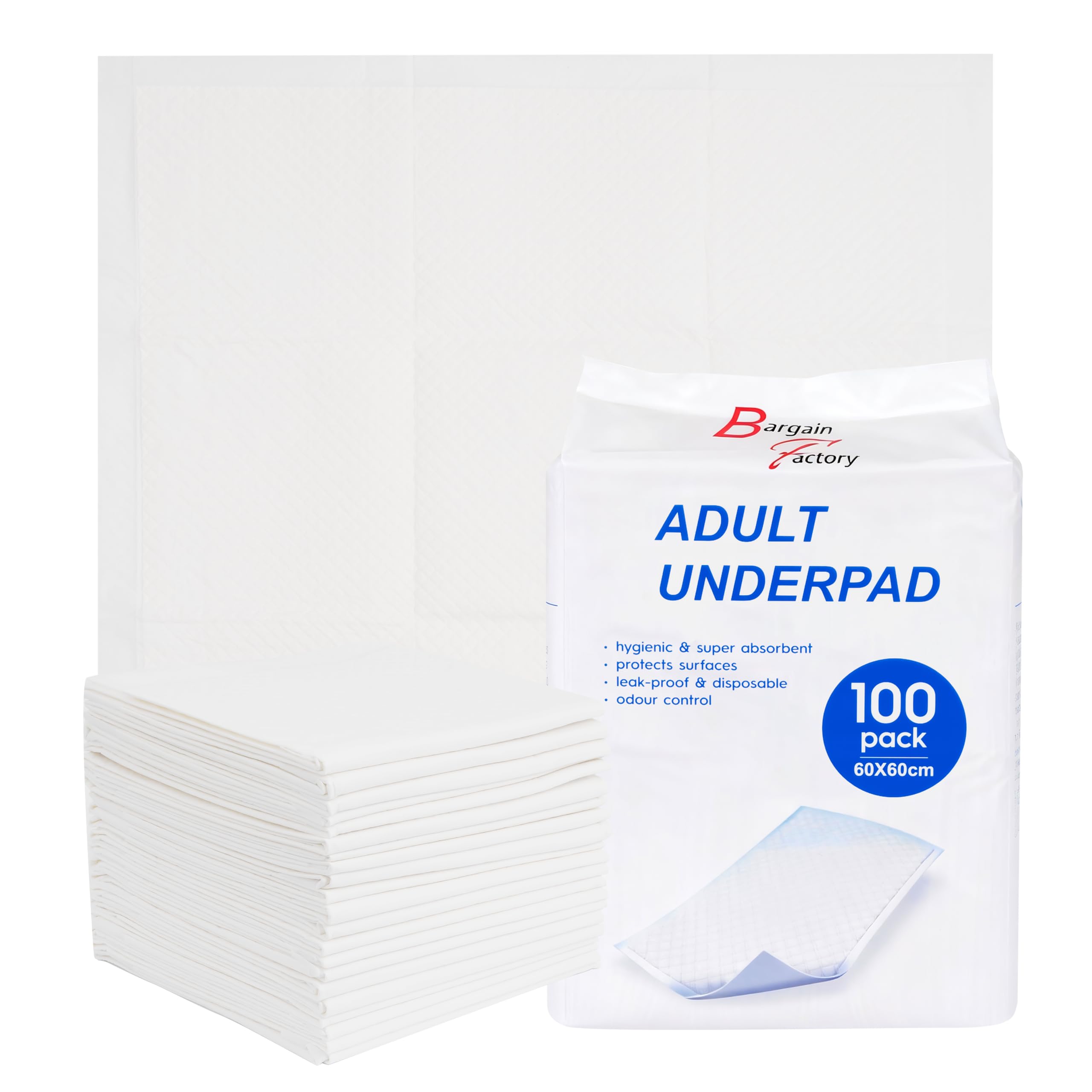 Disposable Underpads Pack of 50 | Incontinence Bed Pads – 60 x 60 | 5-Layer Protection Bed Mats for Kids & Adults, High Absorbency & Waterproof