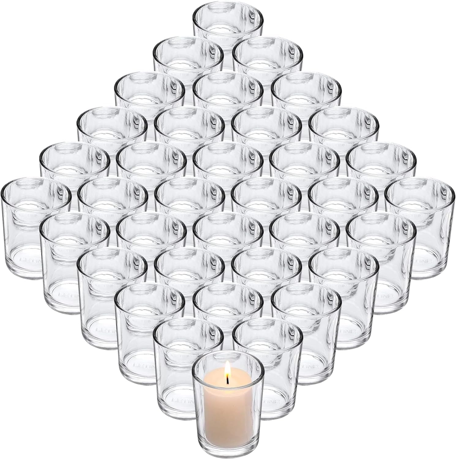 36 Pcs Glass Votive Candle Holders Bulk, Clear Tealight Candle Holder for Festival Decor/Wedding Propose Parties Holiday and Home Decor