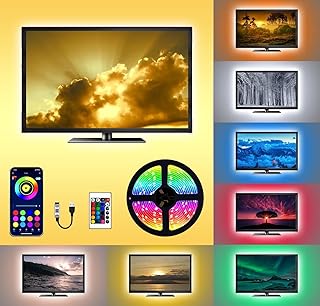 FORTUQO LED TV Backlight Strip with Remote & App Control USB Powered RGB LED Strip Lights for TV Backlighting, Mood Lighting & Eye Protection (3M/9.8Ft)