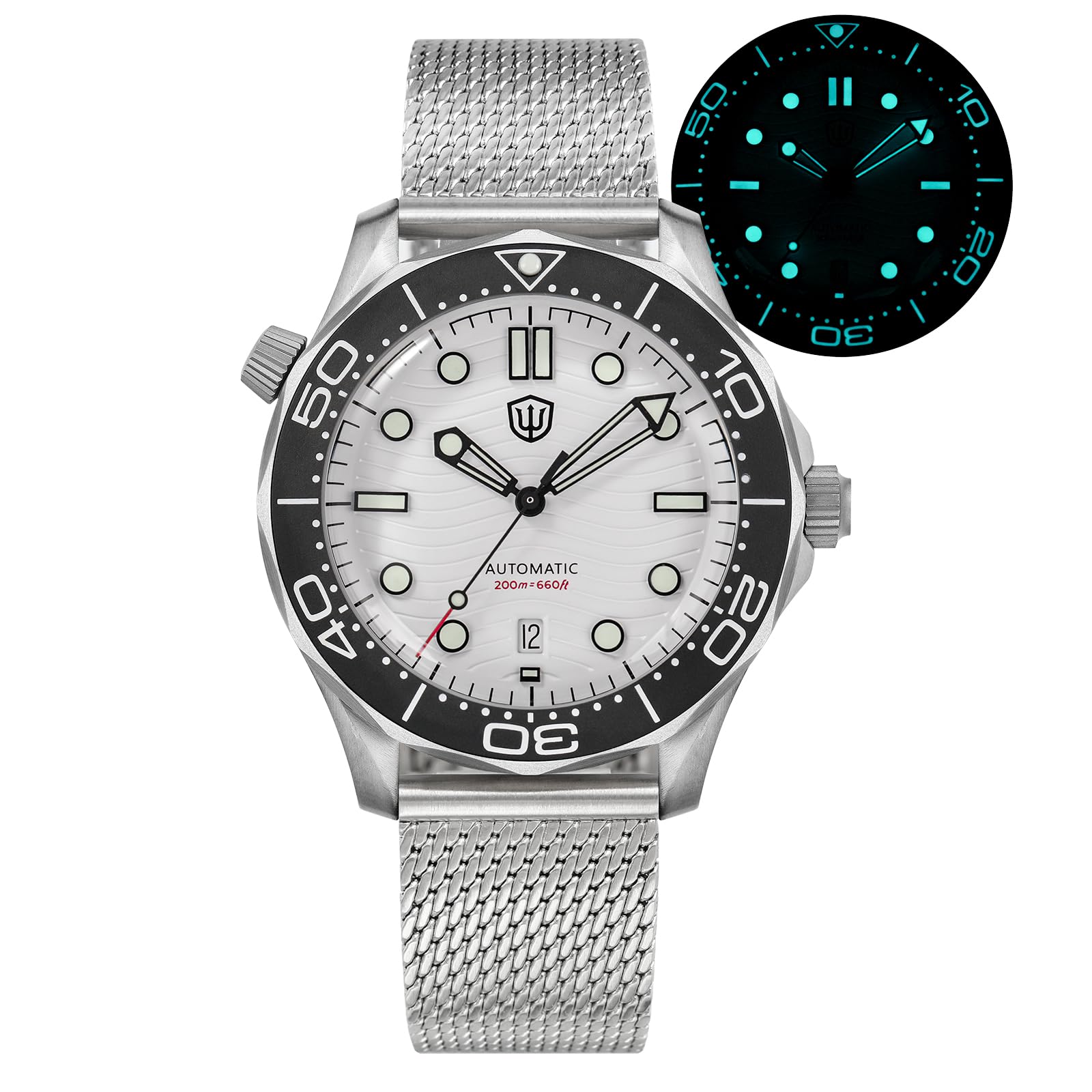 watchdives Orologi Automatici da Uomo WD007, Orologio Subacqueo in Titanio NTTD NH35 Orologio da Polso con Cristallo di Zaffiro Bombato 100 m Impermeabile