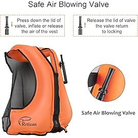 Rrtizan Inflatable Snorkel Vest for Adult, Travel Snorkeling Vest for Swimming, Snorkeling, Paddleboarding, Swim Vest Adult Suitable for 90-220lbs