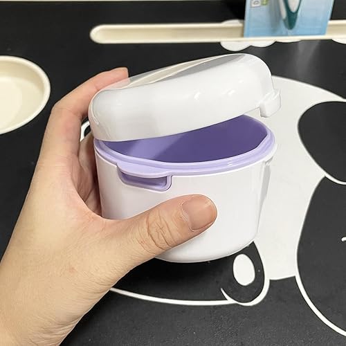Miniatura 5 de Caja de baño para dentaduras postizas, contenedor de almacenamiento con limpiador de dentaduras postizas, cepillo colador cesta para limpieza de