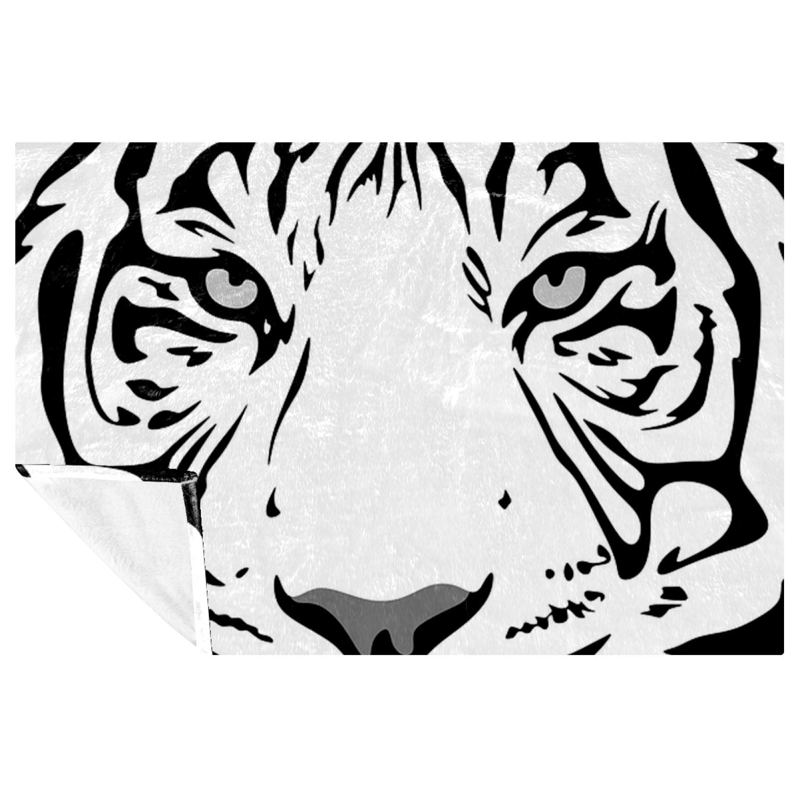 Couverture tigre noir et blanc haut de gamme, jeté de lit doux 150x100 cm