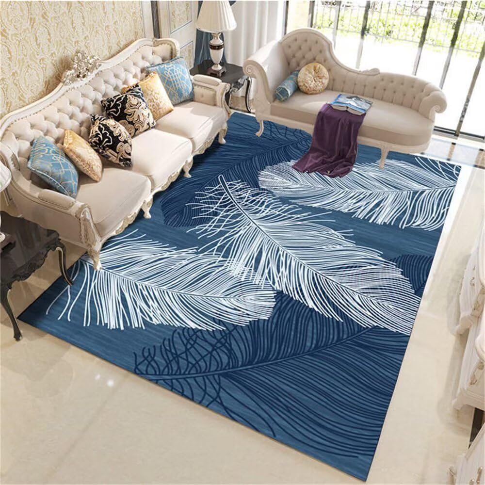 Tapis de salon motif plumes idéal pour décoration cuisine et chambre fille 140x200