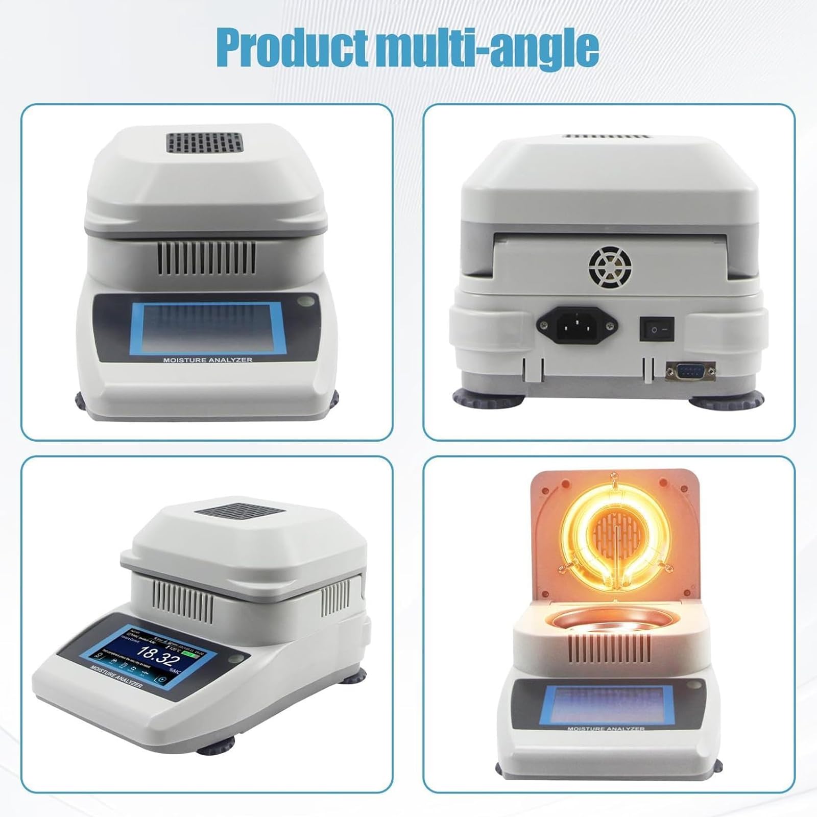 Analizzatore di umidità, tester digitale per cereali e alimenti, capacità 120 g, 3 modalità di asciugatura, riscaldamento rapido 40-160 °C, per laboratorio, agricoltura, medicina, polvere, prodotti