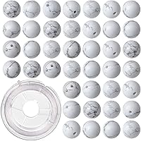 Vista 14 de 100 cuentas redondas sueltas de lava negra natural de 0.315 pulgadas para fabricación de joyas con cordón elástico de cristal