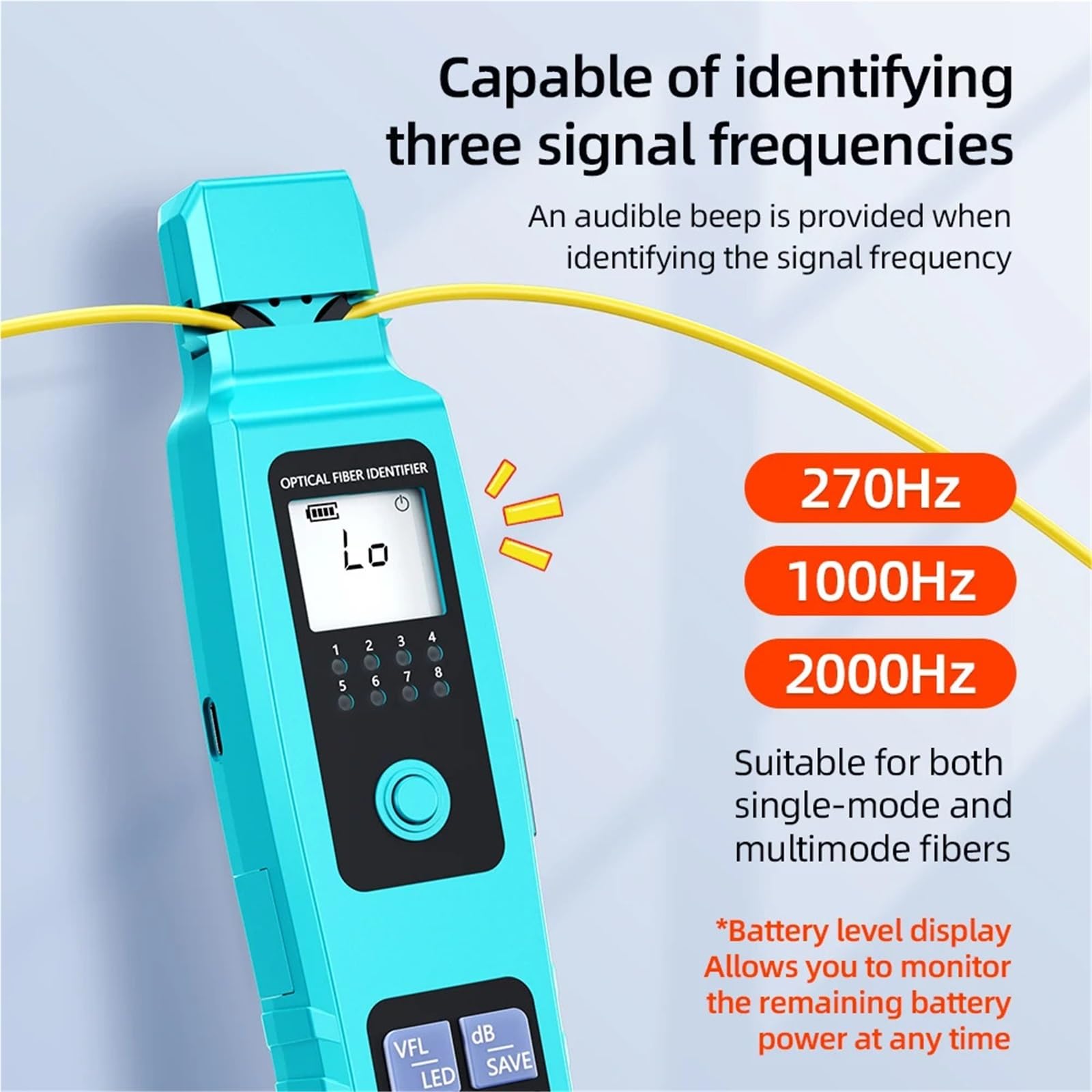 Probador OTDR Identificador De Fibra Óptica Activo A-50, Comprobador Cables, Detector -70 DBm A +10 Con VFL 30 Mw Opcional(-70 Dry cell battery)