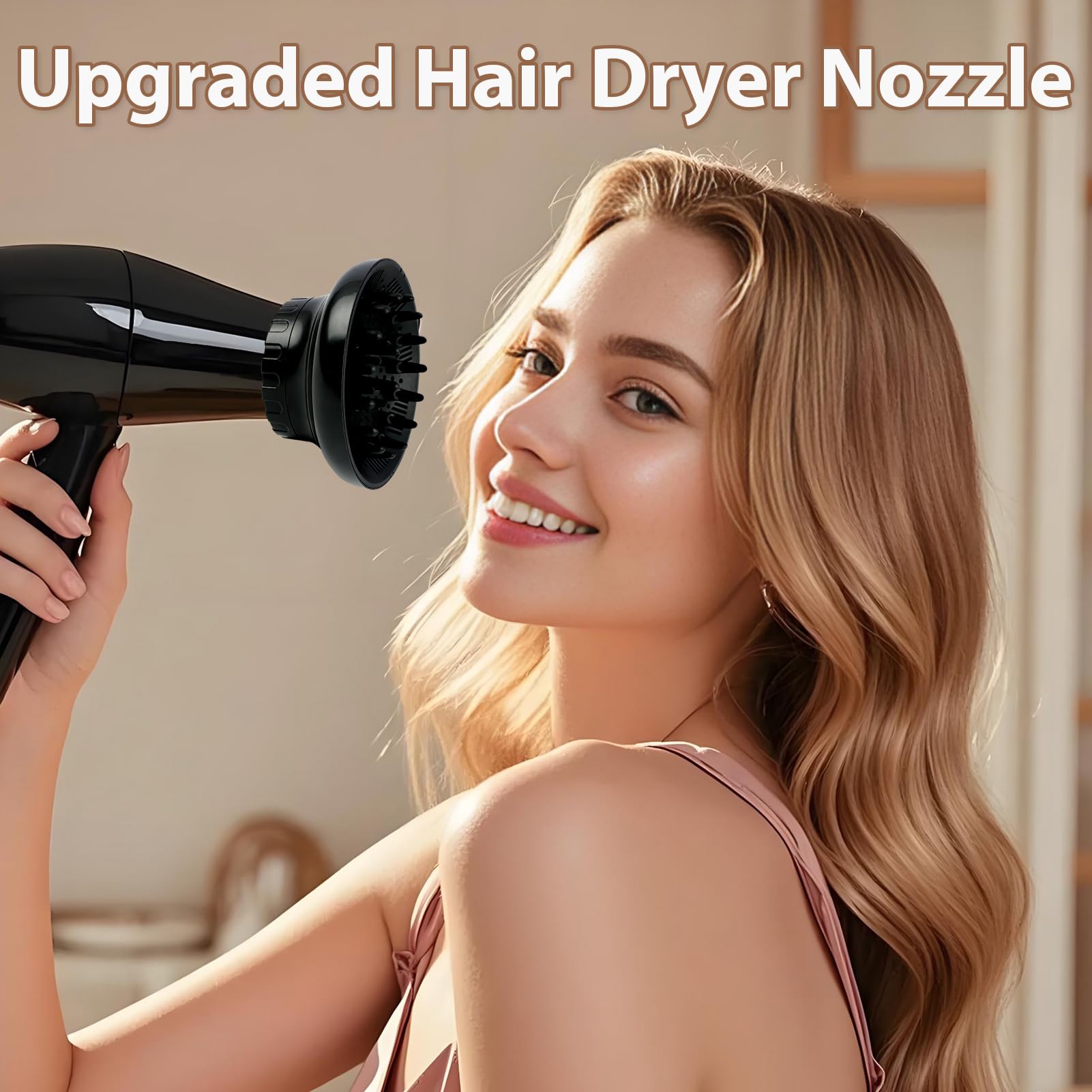 Universal Diffusor Aufsatz Föhn – Diffuser für Haar, Anpassungsfähig für Föhn mit Düse D=3.5-6.6cm, für Lockiges/Welliges Haar (Maximales Volumen ohne Frizz), Schwarz