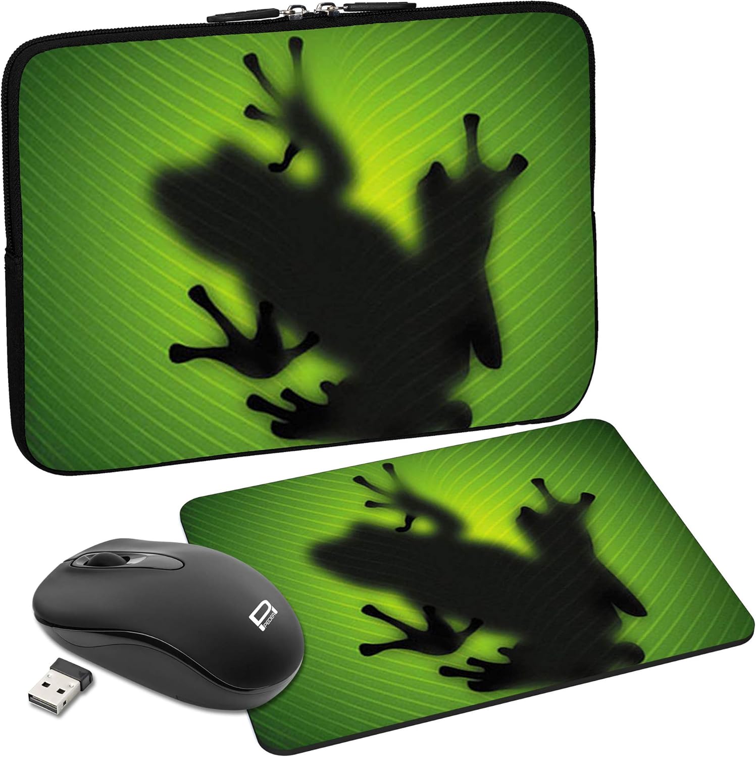 PEDEA Protective Case Laptop Bag for Laptops up to 17.3 Green Frog 17,3 Zoll + Maus und Mauspad