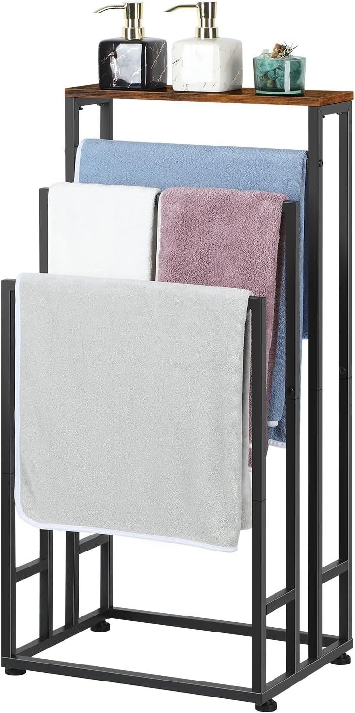 Amazon.com: Bathroom Standing Towel Rack 3 Tier Metal Towel Holder ...