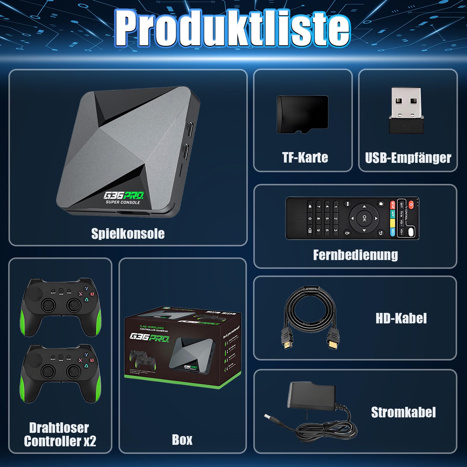 G36 Pro Retro Spielkonsole Retro Konsole,120000+ Spiele 50+ Emulatoren,EmuELEC 4.3+Android 9.0 Dual-System,4K Game Stick mit 4 kabellosen Controllern,Plug & Play Retro-Videospielkonsole für TV (256G)
