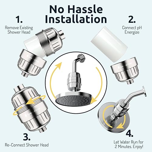 Miniatura 7 de Invigorated Living - Filtro de ducha pH ENERGIZE - Filtro de cabezal de ducha de alto rendimiento de 15 etapas para agua dura - Aumenta el pH,