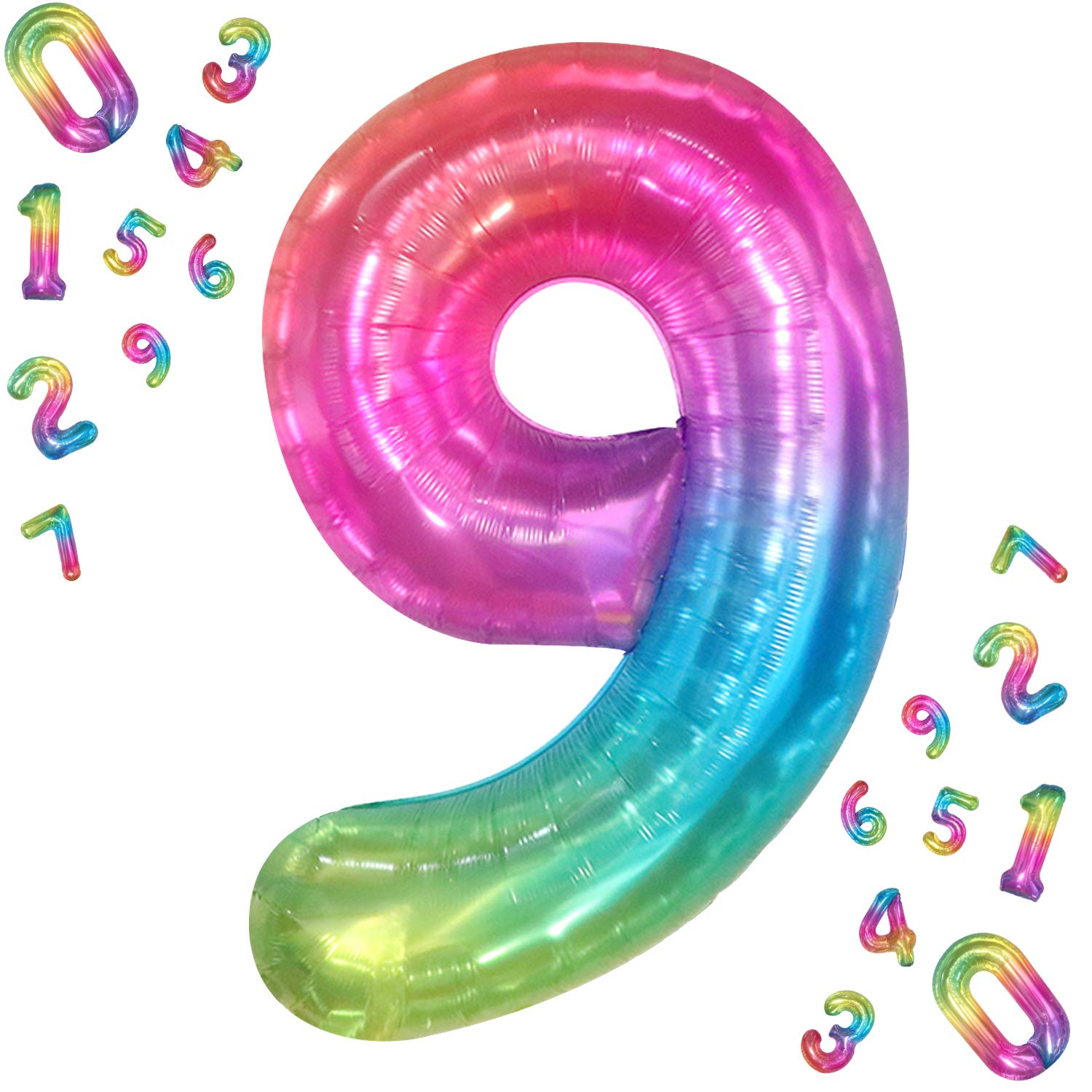 Buy Giant Rainbow Jelly Foil Number 9 Balloon Large, 40 Inch