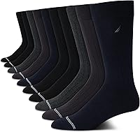 Nautica Men's 10 Pack Breathable Crew Dress Socks - Stretch Comfort for Work, Business & Formal Wear, Sizes 6-12.5