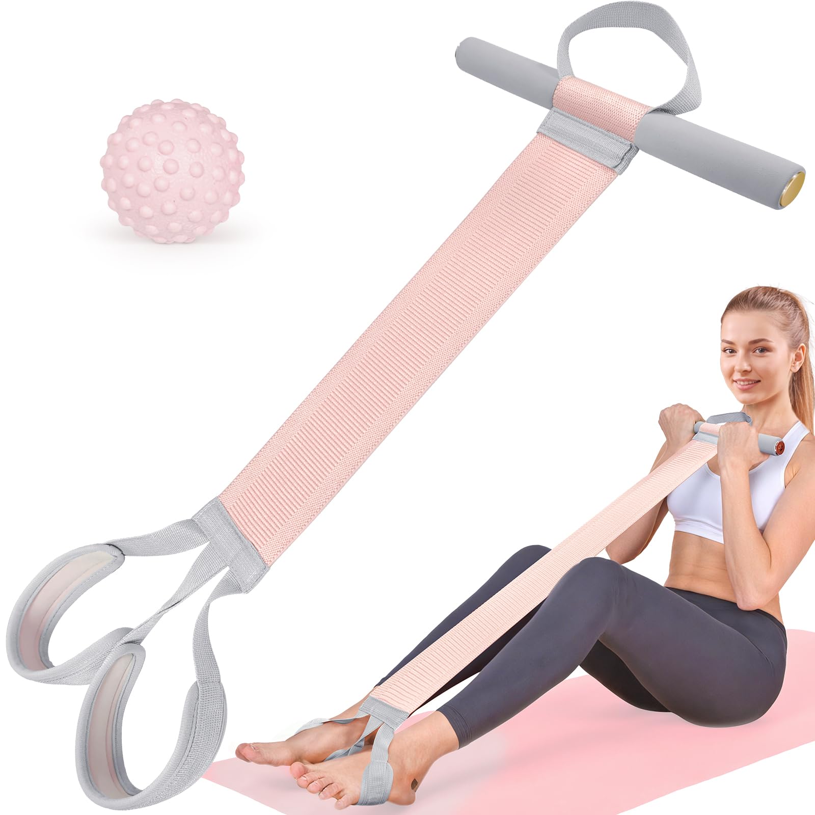 VANiGO Fabric Resistance Band with Handles, 120lb Full-Body Excercise Band, Non-Slip Elastic Bands for Strength Muscle Training, Stretch Band Workout Equipment for Leg Arm Chest Core Wrist Ankle