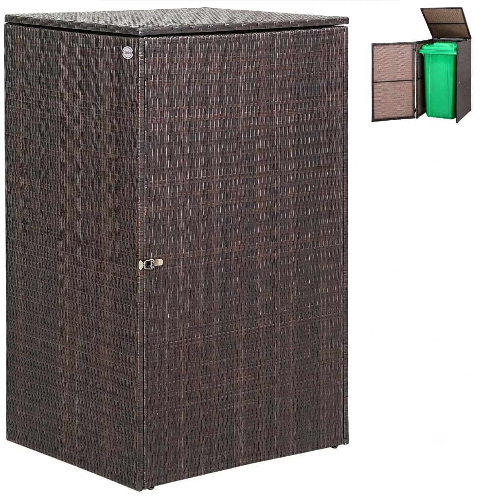 CASARIA® Wheelie Bin Storage Hideaway | Brown Poly Rattan Bin Screen | 240L