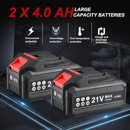 Miniatura 4 de AOBEN Amoladora angular inalámbrica de 4-12 pulgadas, herramienta de amoladora de batería de 21 V, amoladoras eléctricas eléctricas, motor sin