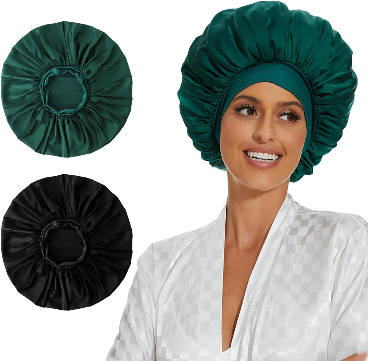 2PCS Large Satin Silk Hair for Sleeping,Elastic