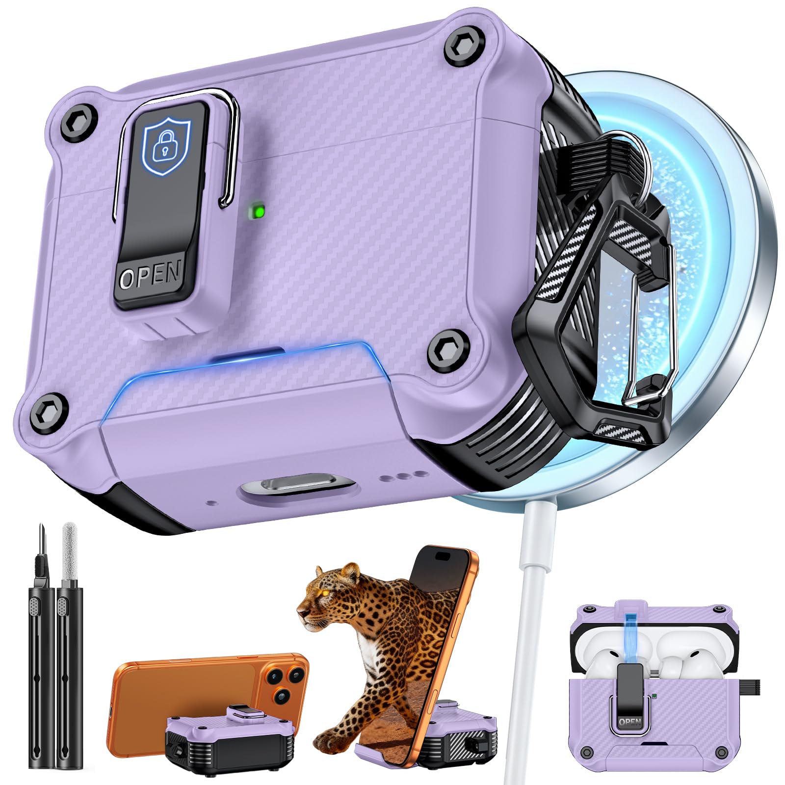 Inesore for AirPods Pro 3 Case with Secure Lock (Purple)