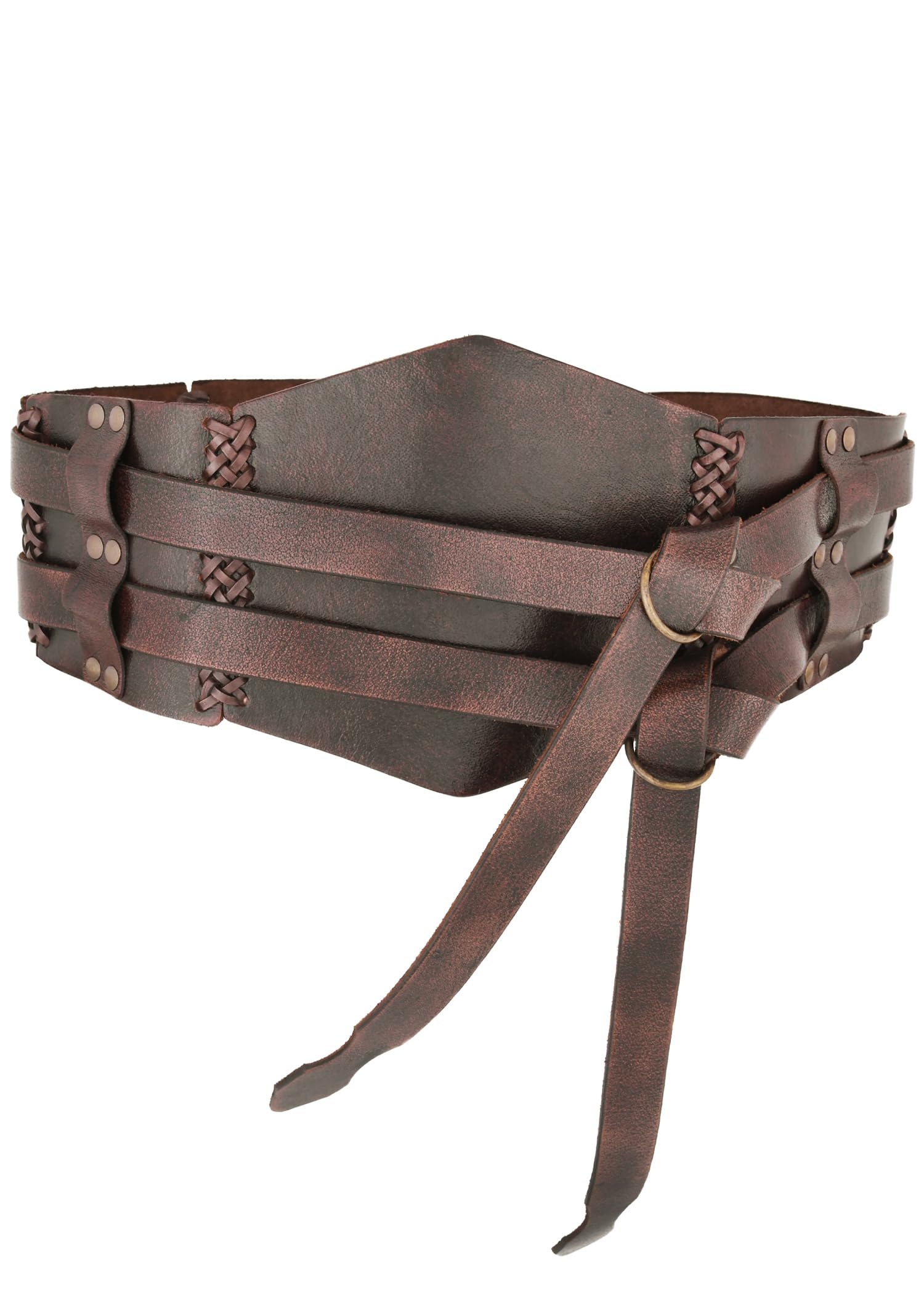 Ulfberth Breiter Ledergürtel, Unisex Doppelgürtel aus Leder | Damen & Herren, Breiter Gürtel, Mittelalter, Wikinger, Langgürtel, LARP, Reenactment, Pirat, Fantasy Cosplay