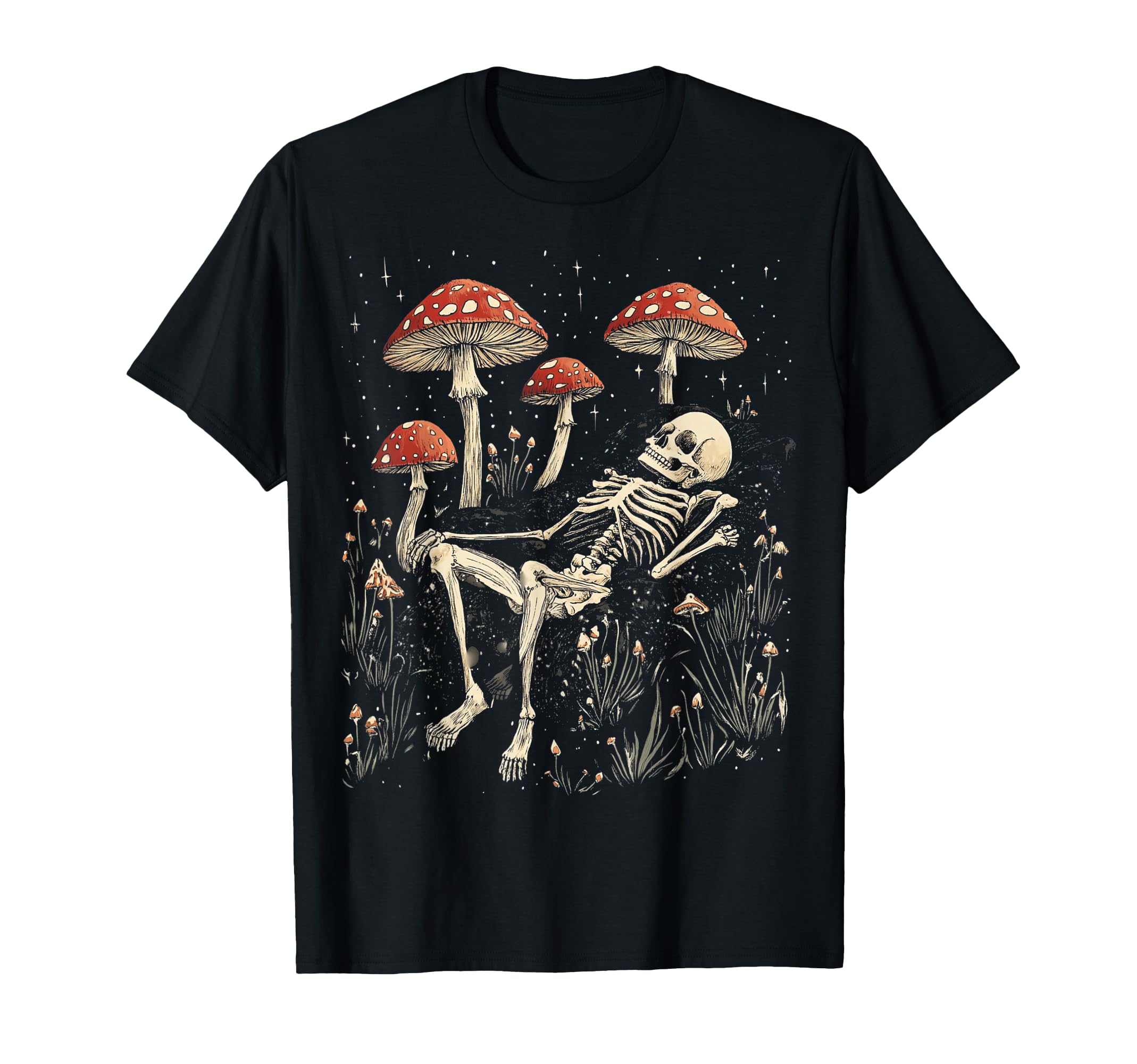 Goblincore Cottagecore Skeleton Mushroom Color T-Shirt