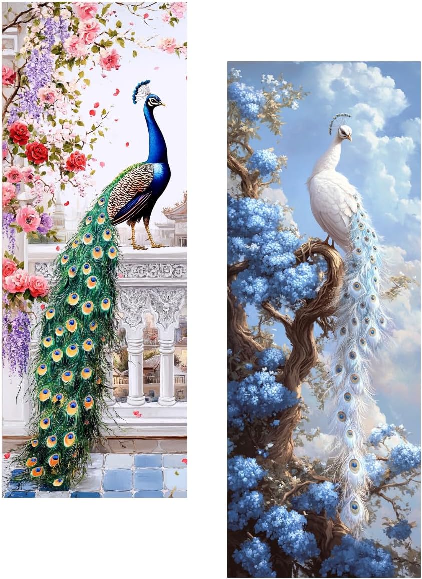 Ginfonr 2PCS Large Diamond Art Kits for Adults, Big Ben Diamond Painting for Adults, Diamond Art Landscapes Full Drill, Diamond Art Kits Rhinestone Craft for Home Wall Decor 31.5 x 11.81 inch