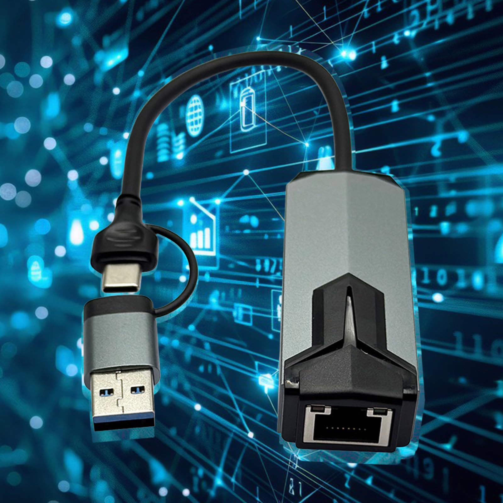 Adattatore Ethernet da USB C a RJ45 10Gbps alloggiamento in alluminio dissipazione del calore Design Plug & Play per laptop/tablet/telefono USB tipo C Gigabit Ethernet Adapter