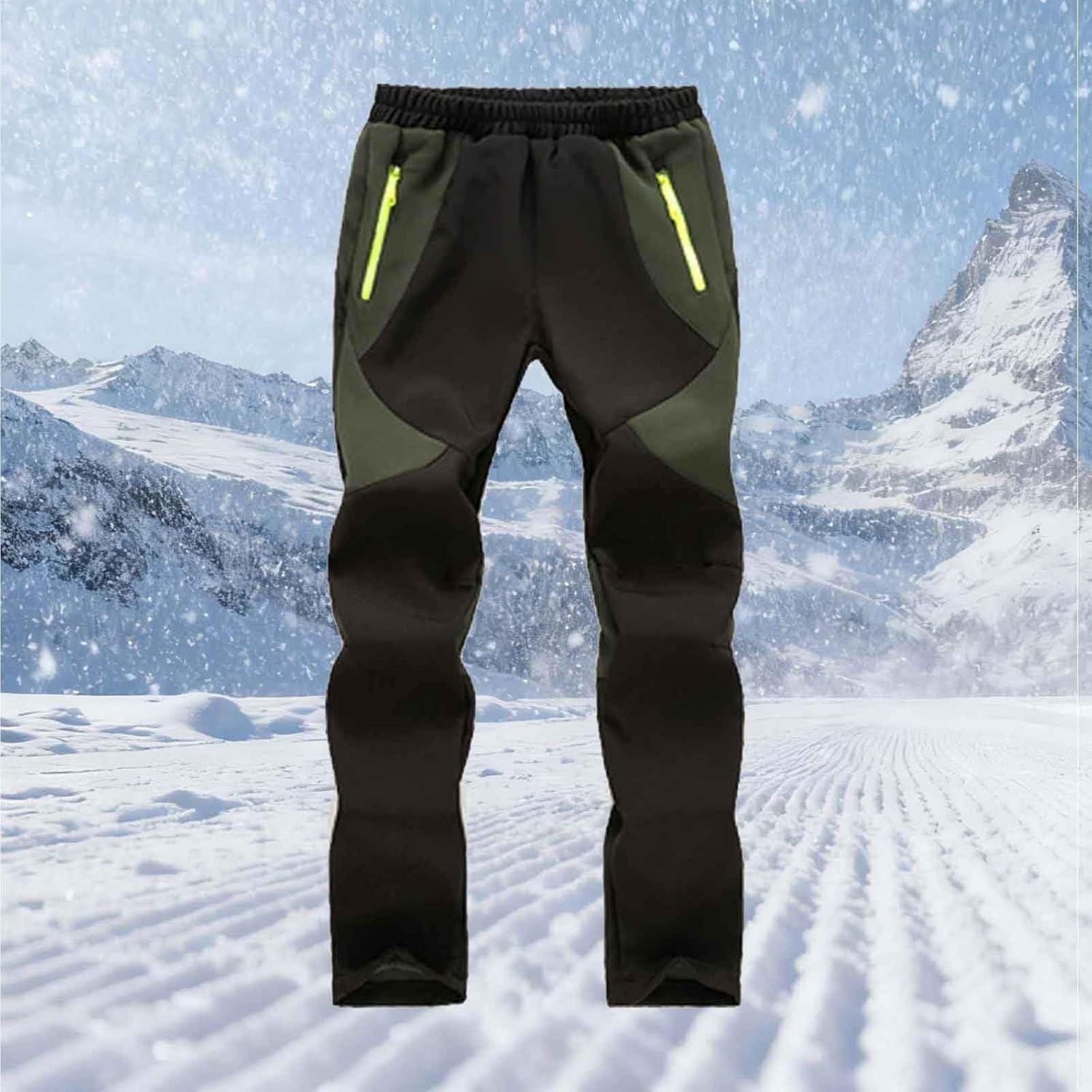 Girls Snow Pants Unisex Winter Warm Water-Resistant Outdoor Pant With Zippered Pocket Fleece Lined Insulated Trousers