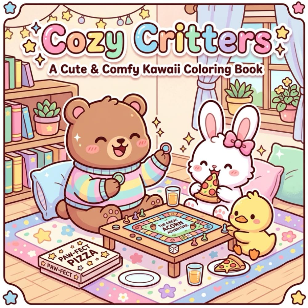 Cozy Critters: A Cute & Comfy Kawaii Coloring Book: Fun, Easy, and Relaxing Coloring Pages for Kids and Adults