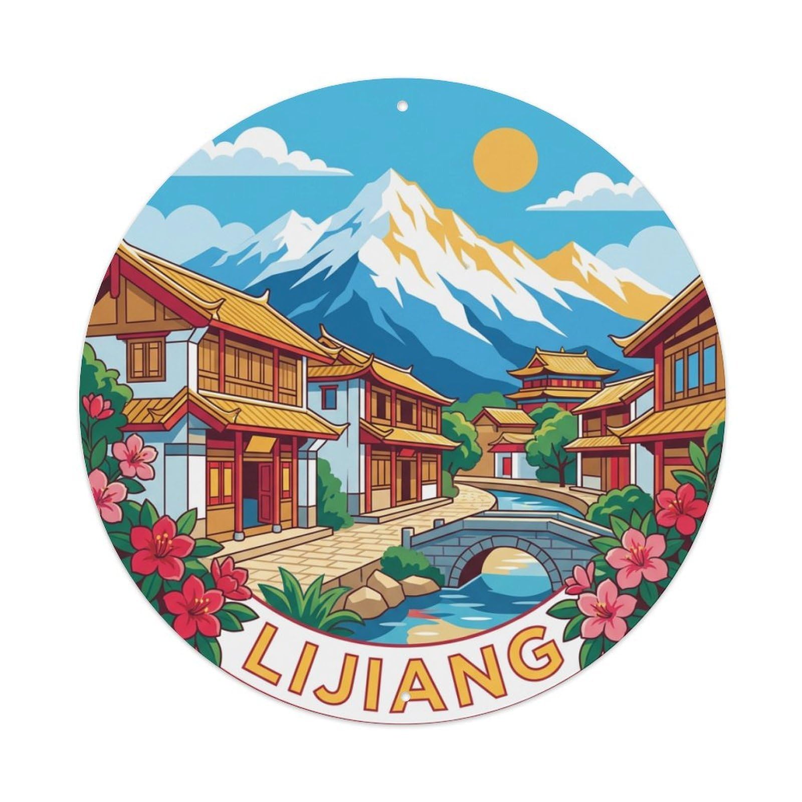 Vintage China Travel Lijiang Metal Tin Sign