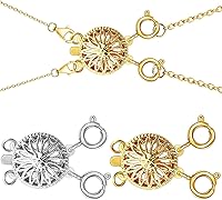 Vista 12 de Dailyacc Cierre de collar en capas para mujer, cierre de joyería deslizante de plata y oro de 14 quilates, conectores de pulsera