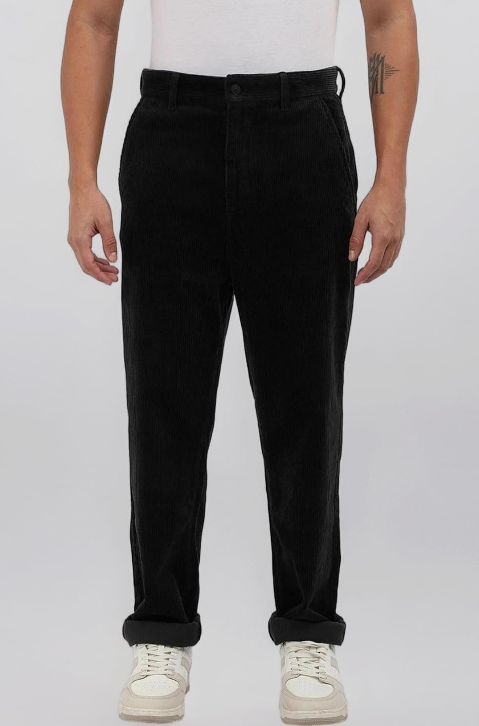 Straight Fit Solid Mid Rise Trouser