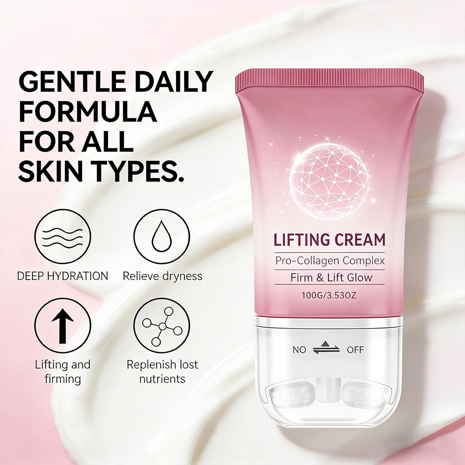 Neck Firming Cream with Roller, Peptide & Collagen Body Care for Crepey Skin, Face Moisturizer, Neck Firming and Tightening Cream for Women, 100ml