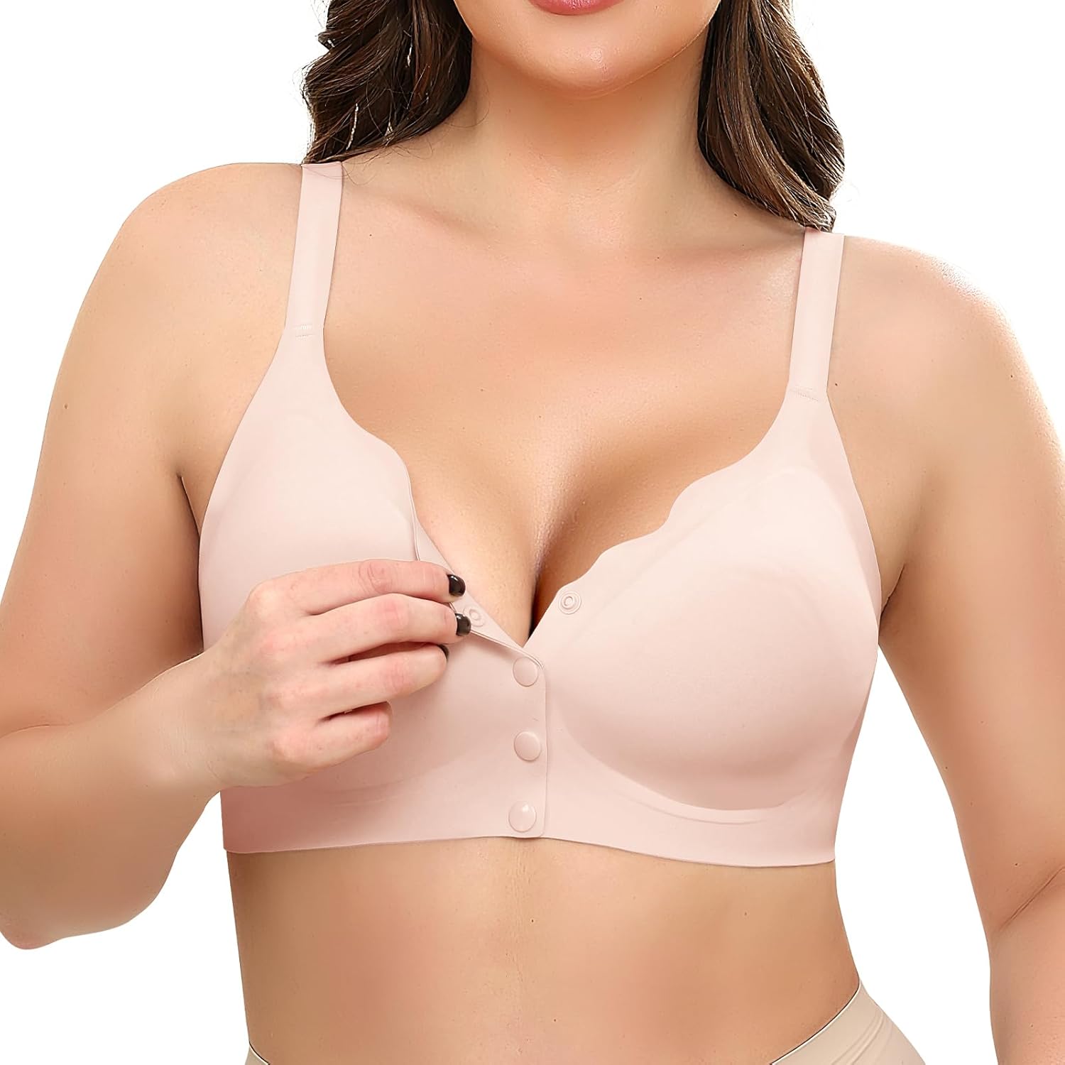 Werena Wireless Bras Front Close Bralette Women Padded Jelly Bra No Underwire Seamless Bralettes with Adjustable Straps