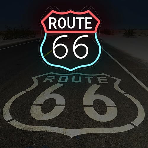 Miniatura 3 de Route 66 - Letrero de neón con luz LED, para decoración de habitación con alimentación USB, para dormitorio, sala de estar, sala de juegos, cueva de