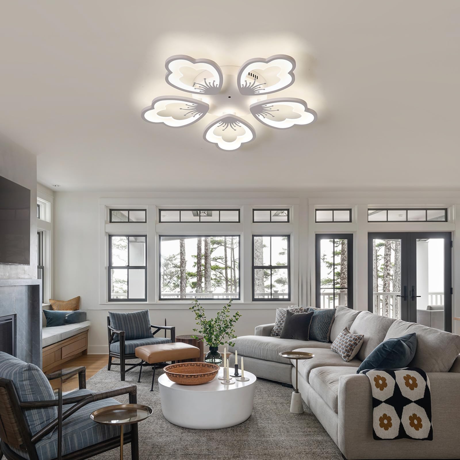 36W LED Lampy Sufitowe Z Pilotem APP Funkcja Pamięci Kwadratowe Oświetlenie Sufitowe Ściemnialne Bez Migotania Ochrona Oczu Lampa Sufitowa Sypialnia Kuchnia Salon Jadalnia Biuro Gabinet-White