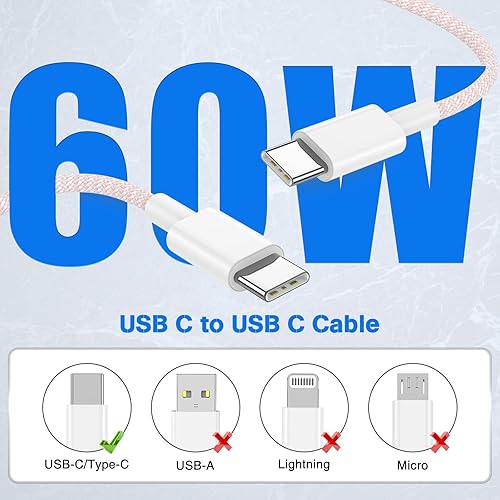 Vista 75 de Carplay - Cable de carga USB C para iPhone 16 15 Pro Max, paquete de 4 [3/3/6/6 pies] 60 W USB C a USB C cable y USB A a USBC cable de carga rápida