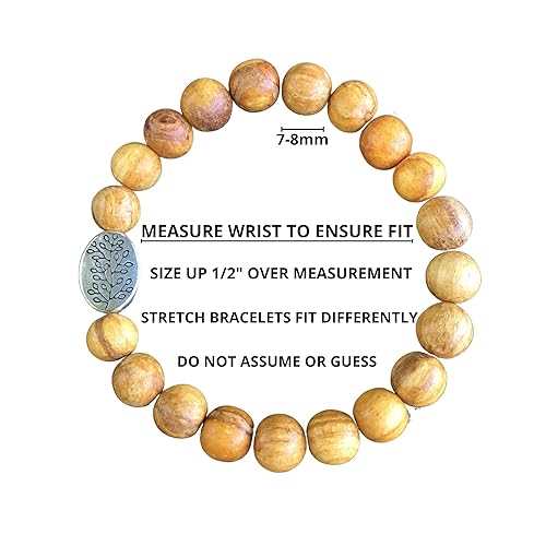 Miniatura 3 de Handmade Palo Santo Bracelet Negative Energy Protection Wellness Yoga Gift for Women Made in USA Small Large Plus Size Wrist Stretch (Custom Sizes)