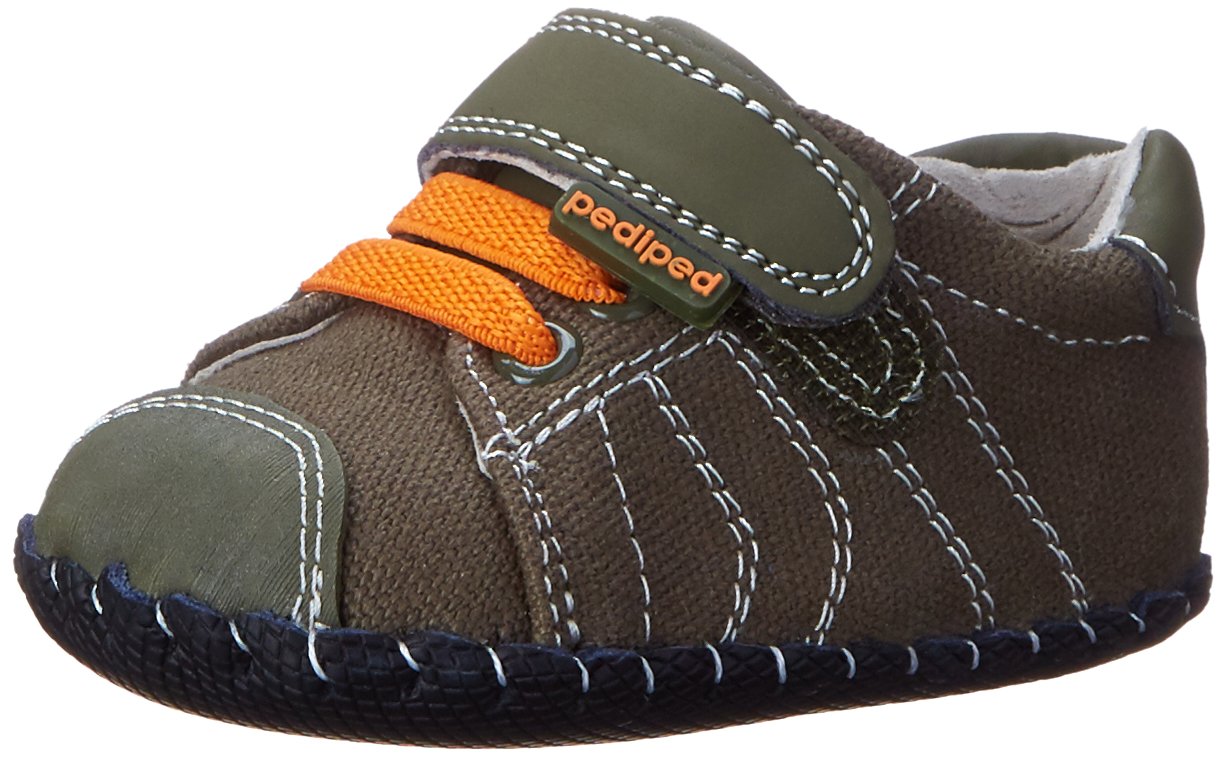 pediped baby boys Jake Originals Shoe - fashion sneakers, Olive Orange, 6-12 S US
