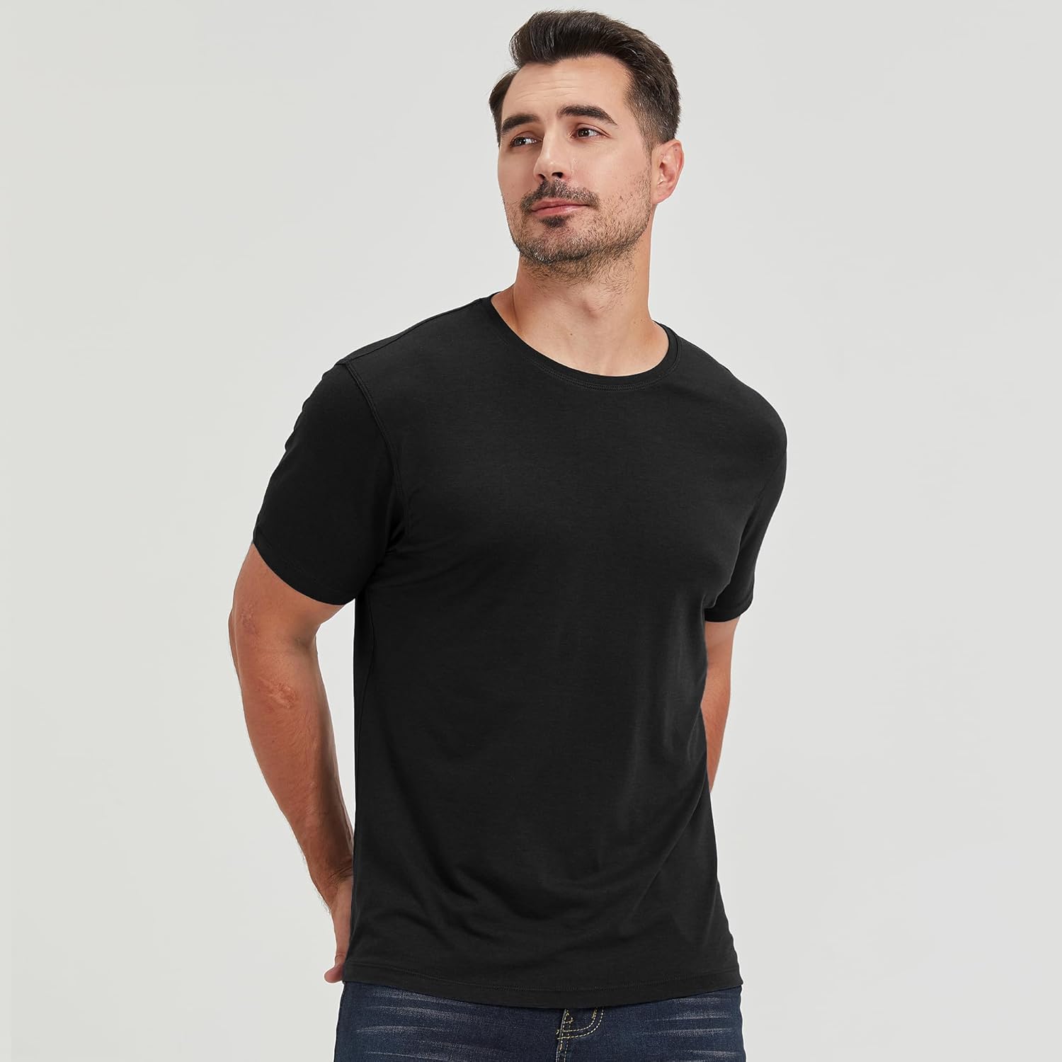 netdraw Men's Ultra-Soft Viscose Bamboo Cotton T-Shirt, Crew Neck Short Sleeve Casual Lounge Dressy Undershirt Tee - Image 6