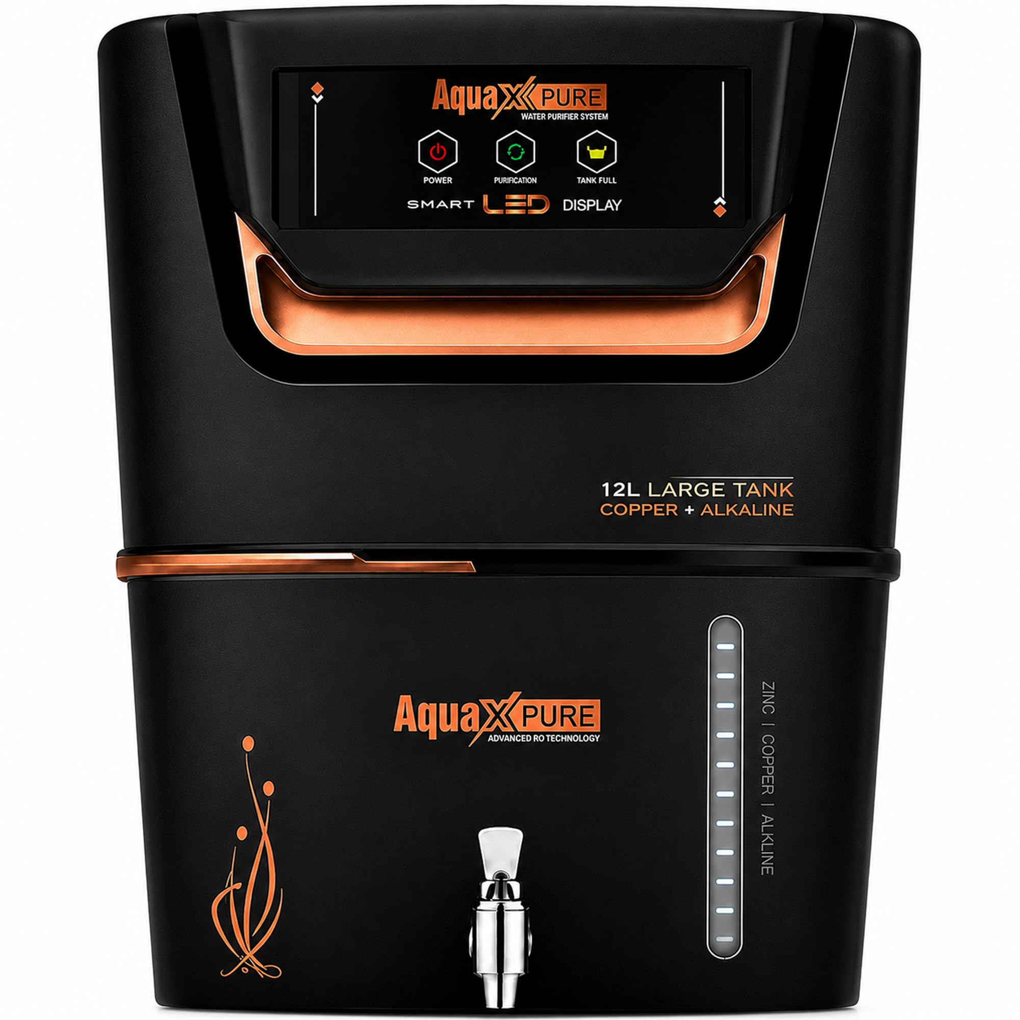 Aqua X Pure AquaVision AI Black RO Water Purifier | RO+UV+UF Multi-Stage Purification | LED Indicator System | Copper & Zinc Infusion | 12L Tank | 20 LPH | 1 Year Warrenty*.-image-23