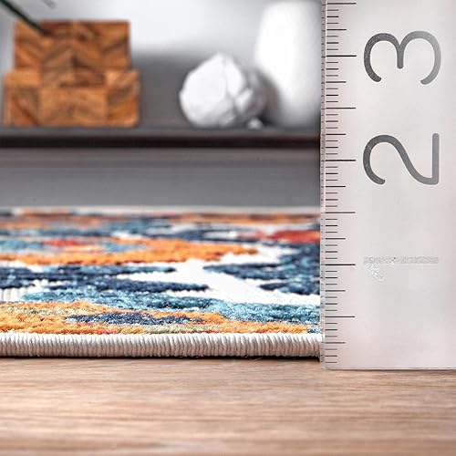 Miniatura 2 de nuLOOM Alfombra de transición Aurora para interiores y exteriores, 5x8, azul