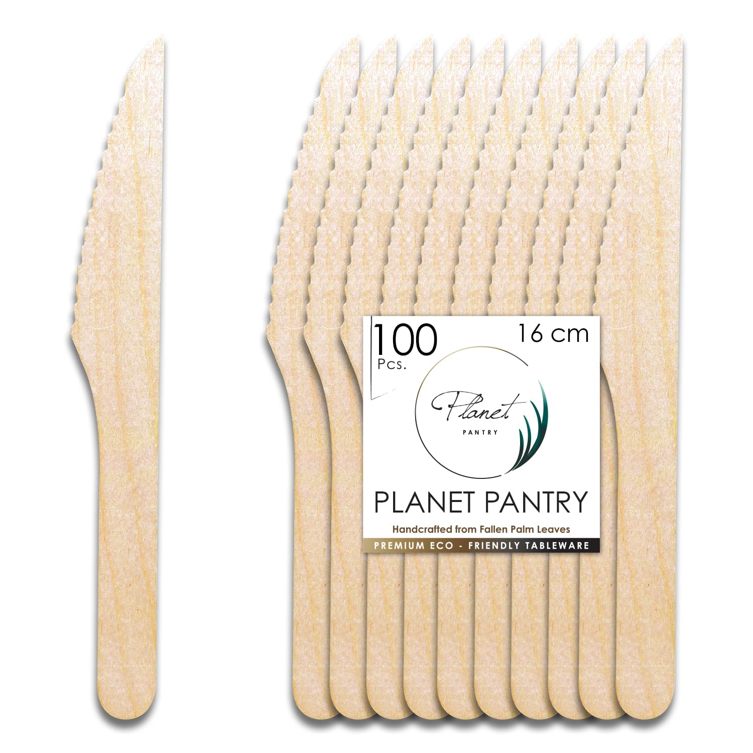 Planet Pantry Disposable Birchwood Cutlery Knife Plastic Alternative Eco-Friendly for Food, Party, Buffet, Wedding (Pack of 100)
