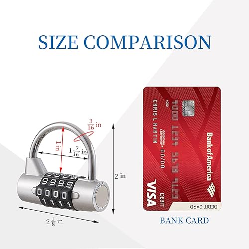 Miniatura 2 de Cerradura de casillero de gimnasio, cerradura de combinación de 4 dígitos para casillero para gimnasio escolar, para deportes, caja de herramientas,